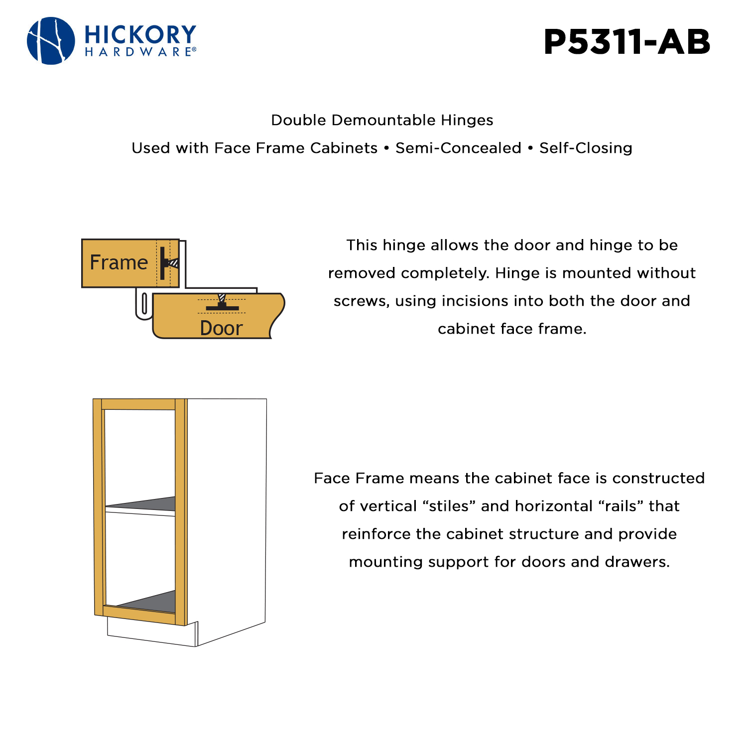2-1/4 Inch Double Demountable Hinge