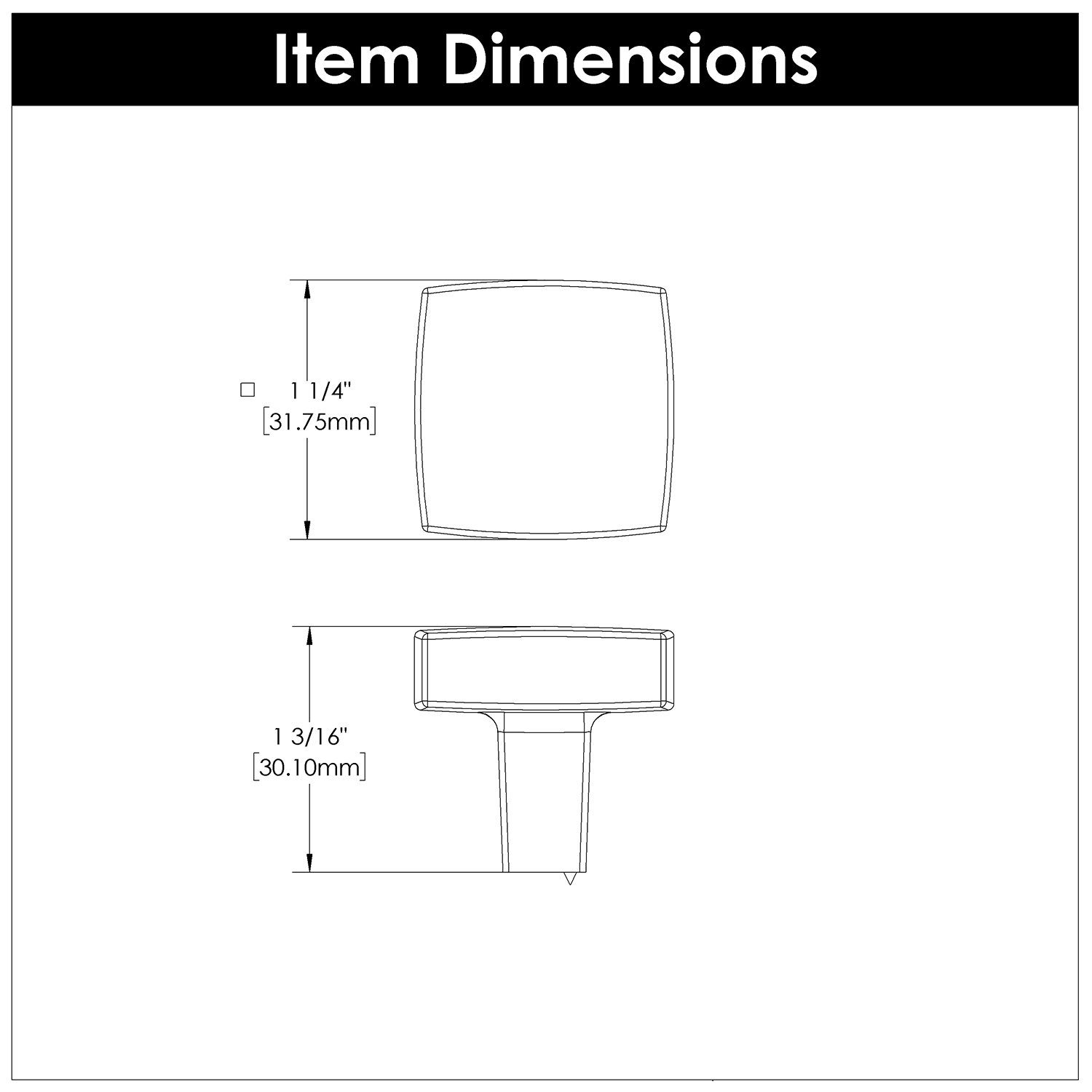 1-1/4 Inch Coventry Square Knob