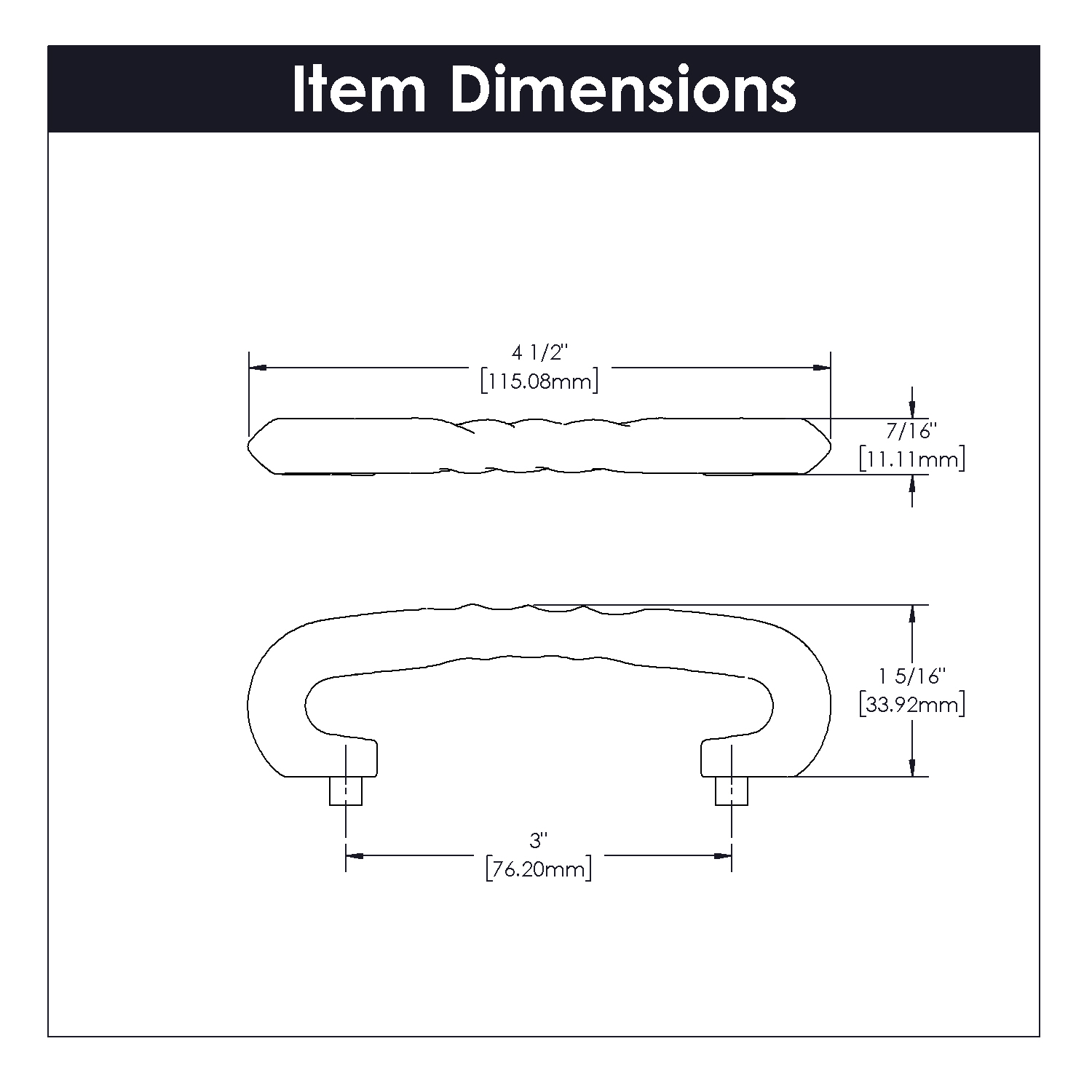 3 Inch (76mm) Charleston Blacksmith Pull