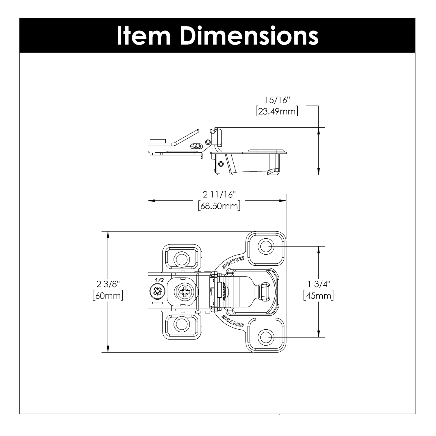 2-11/16 Inch Concealed Self-Closing Hinges