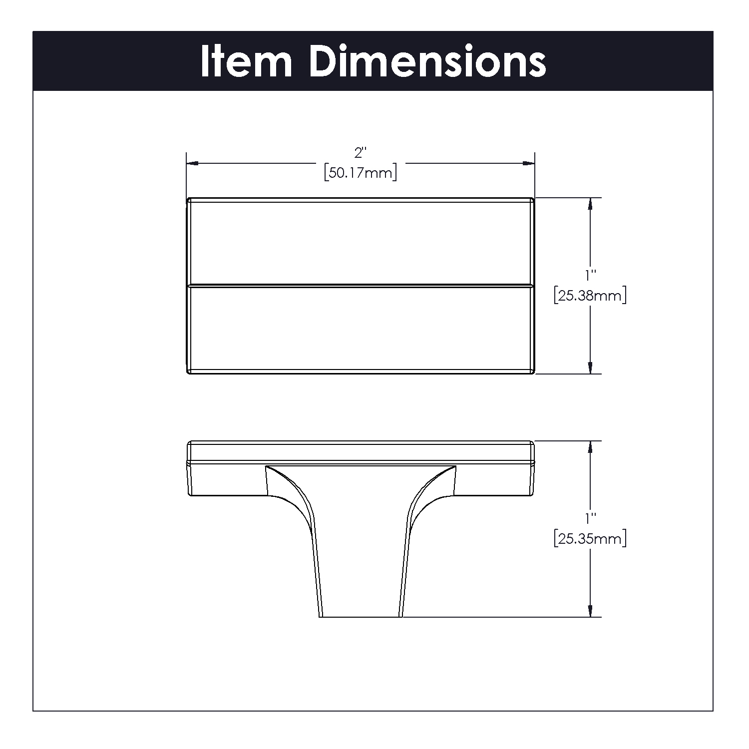 2 Inch Avenue Rectangular Knob