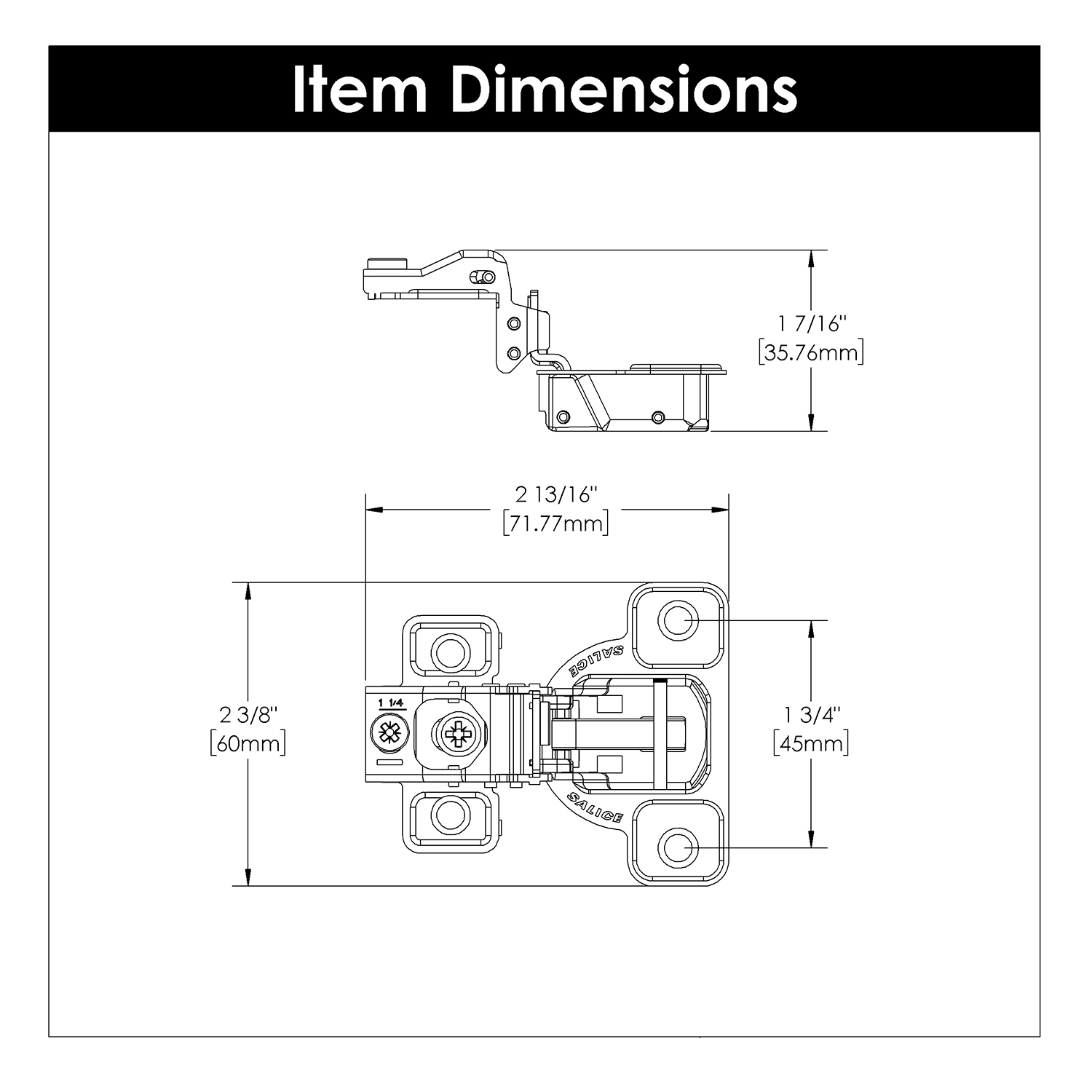 2-7/8 Inch Concealed Self-Closing Hinges