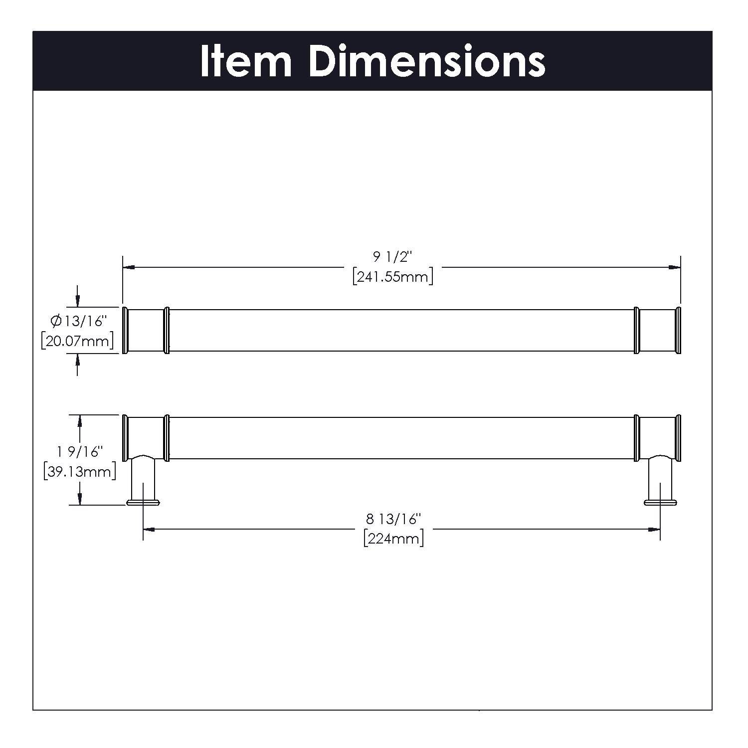 8-13/16 Inch (224mm) Midway Pull