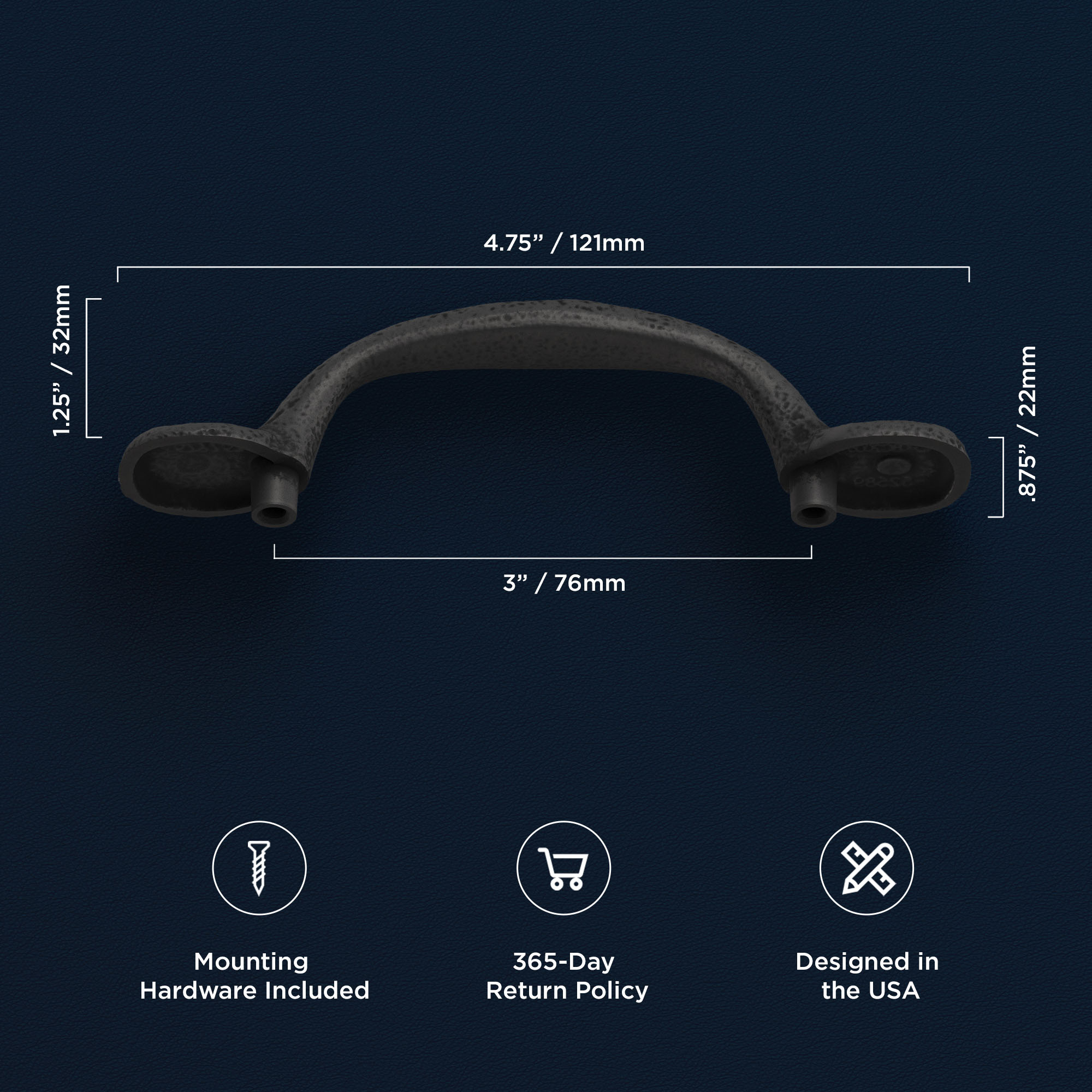 3 Inch (76mm) Refined Rustic Pull